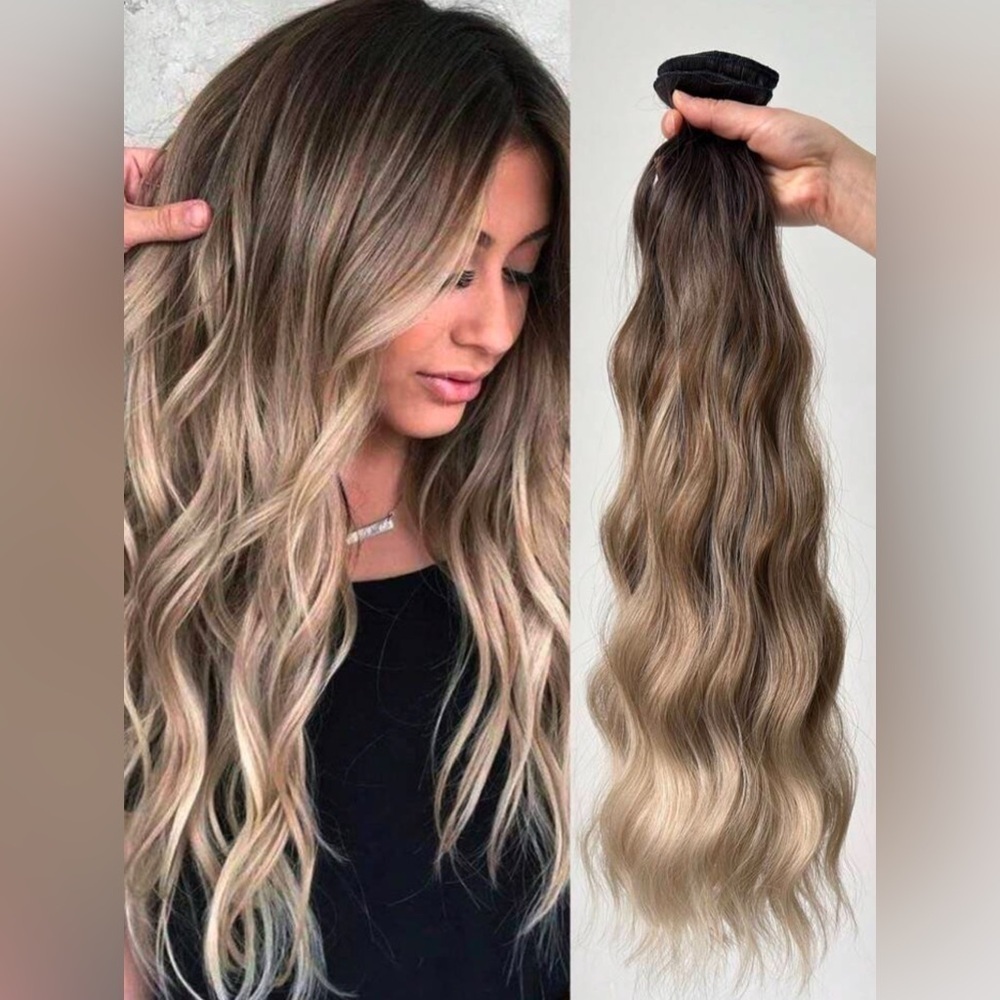 22 In Ashy Medium Blonde Balayage Clip in hair Extensions